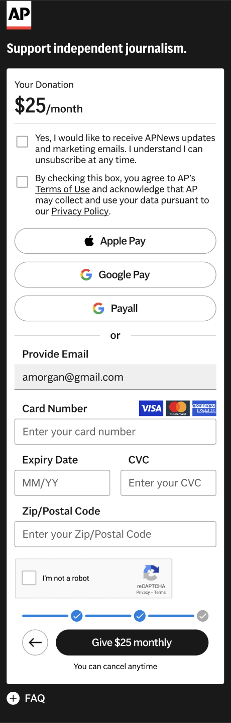 Option 1: consent checkboxes above the wallet buttons